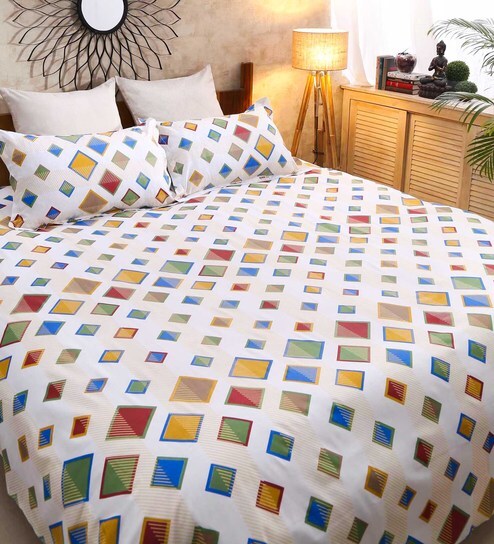 Buy Galaxy 100 Cotton 120tc Double Bedsheet With 2 Pillow Covers