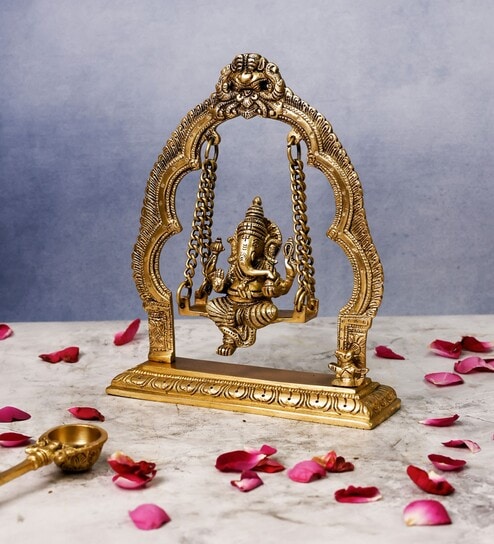Brass Yali Jhula With Ganesha Sitting