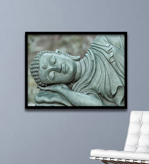 Multicolour Canvas 18 X 1 X 24 Inch Sleeping Buddha Gunmetal Prints Framed By Retcomm Art