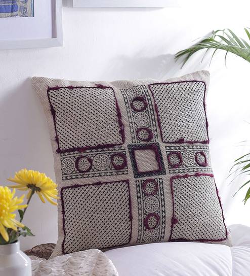 Buy Multicolour Cotton 18x18 Inches Designer Cushion Cover By