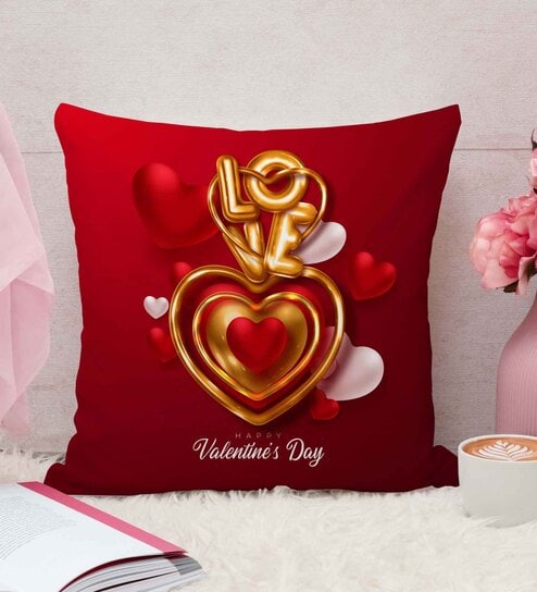 Red Cotton and Jute Solid Single Cushion Cover (1 Pc)