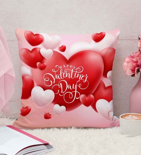 Red Cotton and Jute Solid Single Cushion Cover (1 Pc)