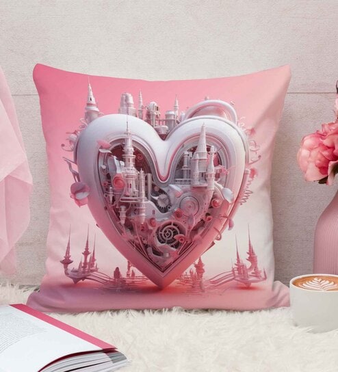 pink Cotton and Jute Solid Single Cushion Cover (1 Pc)