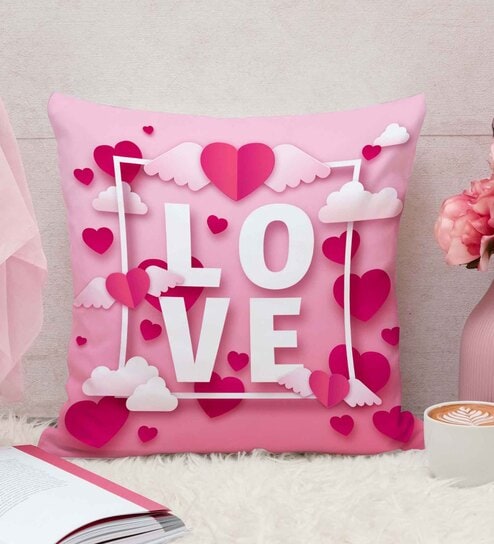 Pink Cotton and Jute Solid Single Cushion Cover (1 Pc)