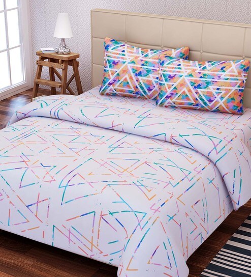 Buy Inspiration Cotton 180tc Double Bedsheet With 2 Pillow Covers