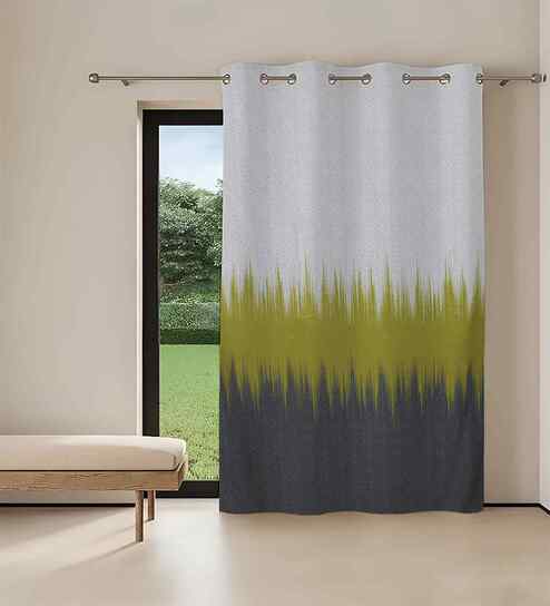 Multicolour Digital Print Geometric 7ft Regular Eyelets Door Curtain (1 Pc)