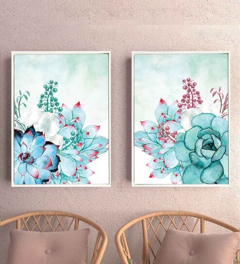 Multicolour Engineered Wood (Set of 2) Art Prints
