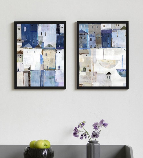 Multicolour Engineered Wood (Set of 2) Art Prints