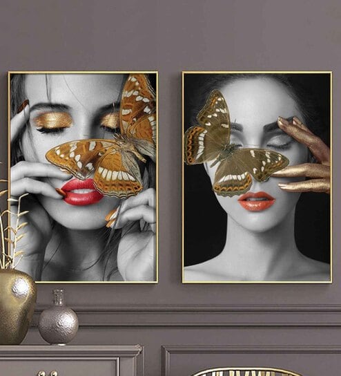 Multicolour Engineered Wood (Set of 2) Art Prints