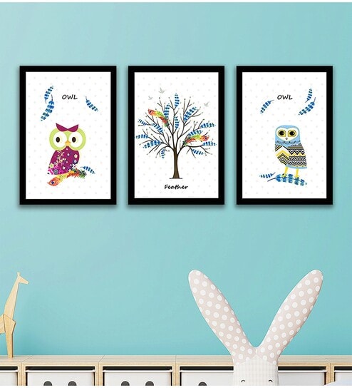 Multicolour Engineered Wood (Set of 3) Art Prints