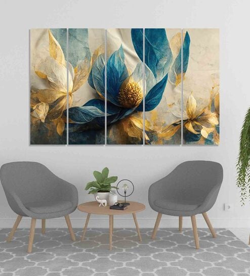 Multicolour Engineered Wood (Set of 5) Framed Art Panels