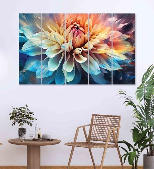 Multicolour Engineered Wood (Set of 5) Framed Art Panels