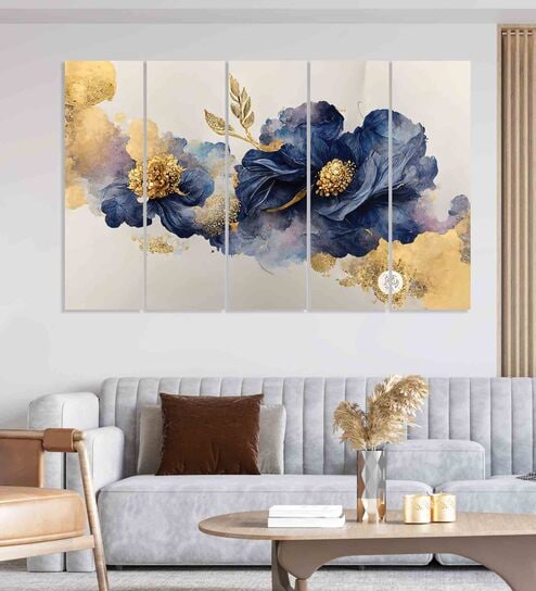 Multicolour Engineered Wood (Set of 5) Framed Art Panels