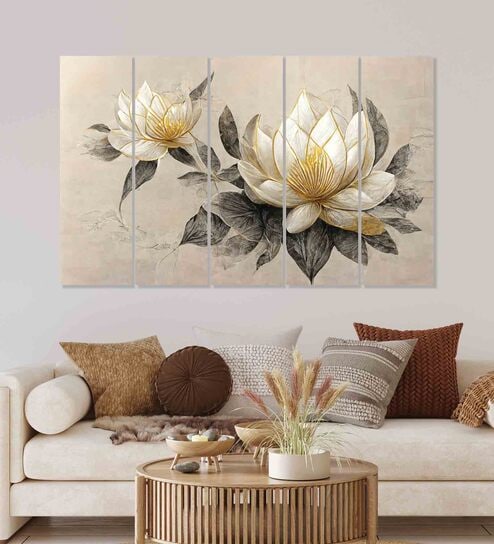 Multicolour Engineered Wood (Set of 5) Framed Art Panels