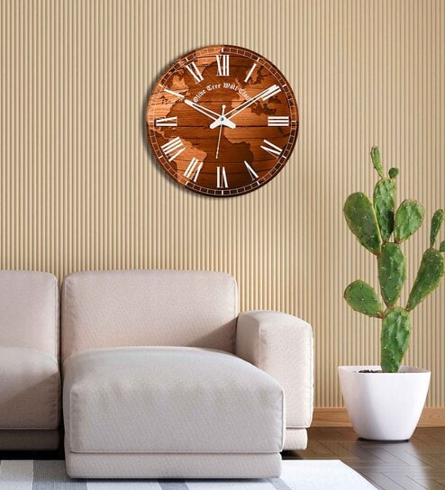 Eros Brown Engineered Wood Wall Clock