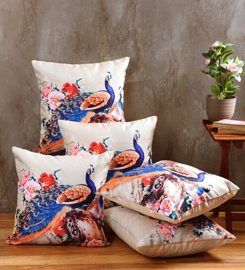romee Multicolour Jute Nature 16x16 inches Cushion Cover (5Pc)-picture-49