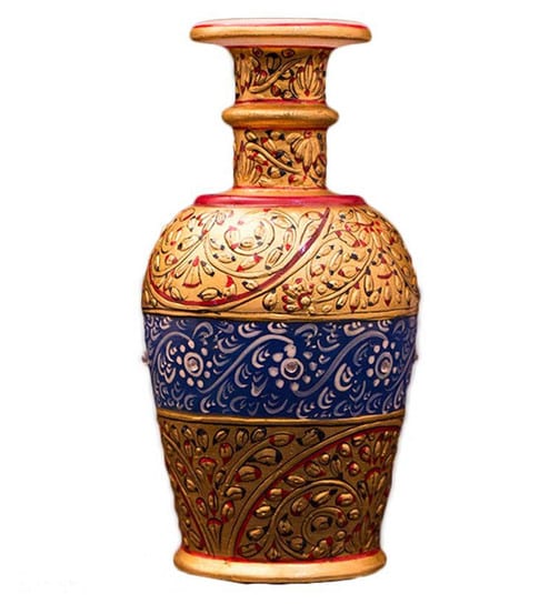 Buy Multicolour Marble Meenakari Painting Flower Vase By