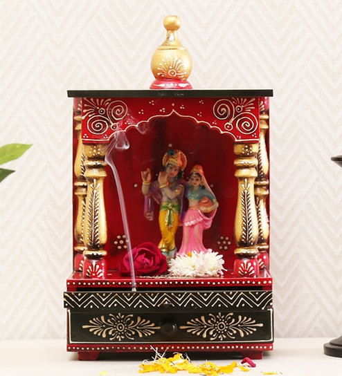 Mango Wood Floor Rested Mandir Without Door