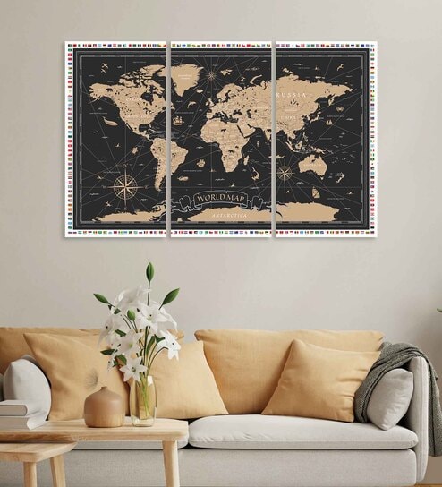 Buy World Map Wall Clock (Black) Online- At Home by Nilkamal