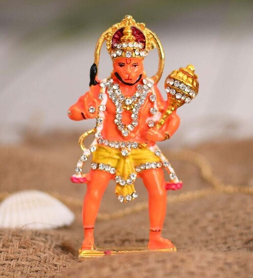 Multicolour Metal 3.9 Inches Lord Hanuman Idol