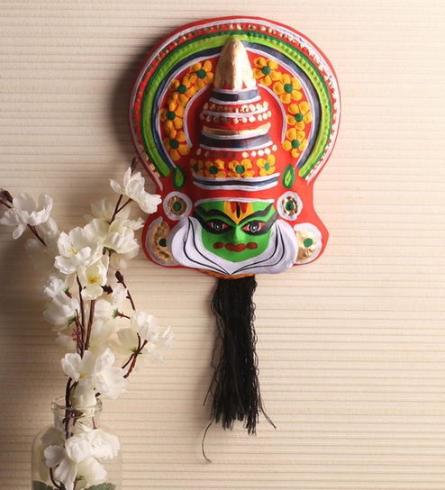 Buy Multicolour Papier Mache Kathakali Face Mask Wall Hanging By