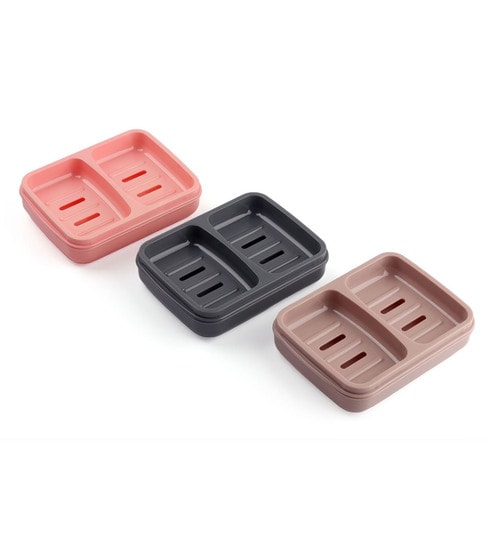Multicolour Plastic Stylish Soap Dish (Set of 3) by Regalo