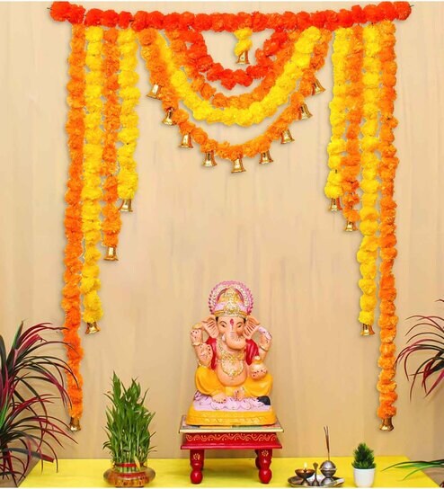 Artificial Marigold Garlands Flowers Door Toran Door Hanging (Orange & – Mangal Fashions