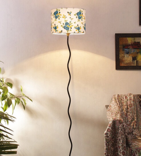 Festiva Multicolour Cottan Fabric Shade Club Floor Lamp With Iron Base By New Era