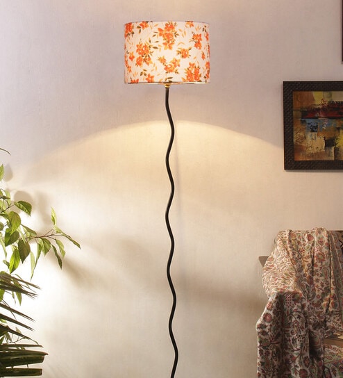 Haytham Multicolour Cottan Fabric Shade Club Floor Lamp With Iron Base By New Era