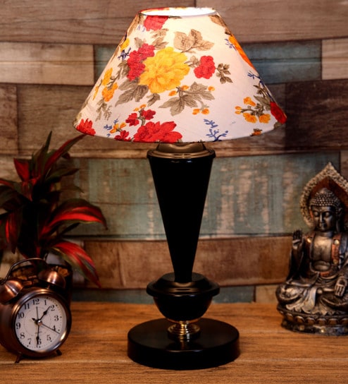 Multicolour Shade Table Lamp With Metal Base By Foziq