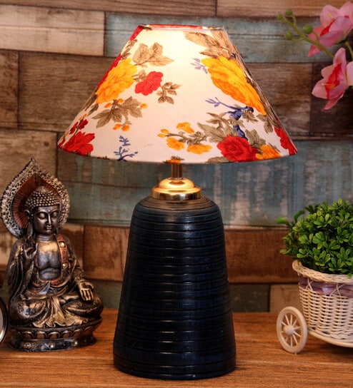 Multicolour Shade Table Lamp With Terracotta Base By Foziq