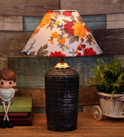 Multicolour Shade Table Lamp With Terracotta Base By Foziq