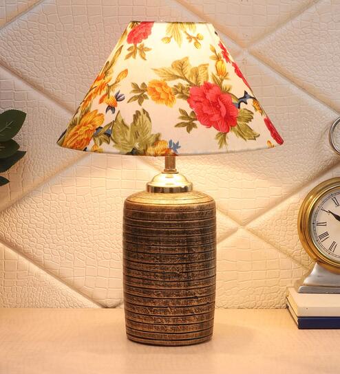 Multicolour Shade Table Lamp With Antique Base by Foziq
