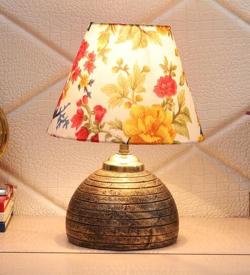 Multicolour Shade Table Lamp With Antique Terracotta Base by Foziq