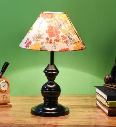 Multicolour Shade Table Lamp With Metal Base By Foziq