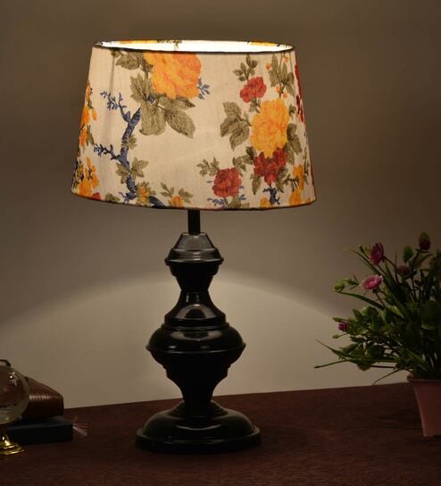Multicolour Shade Table Lamp With Metal Base By Foziq