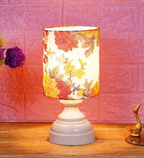 Multicolour Shade Table Lamp With Metal Base By Foziq