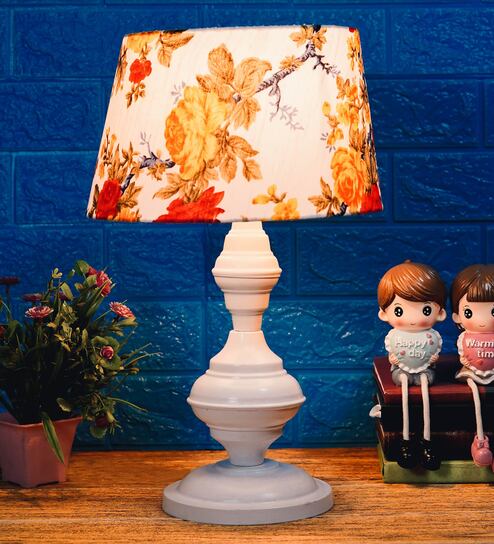 Multicolour Shade Table Lamp With Metal Base By Foziq