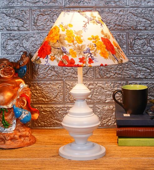 Multicolour Shade Table Lamp With Metal Base By Foziq