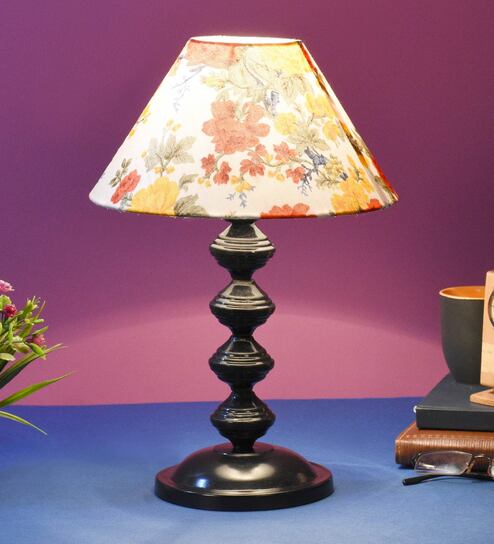 Multicolour Shade Table Lamp With Metal Base By Foziq