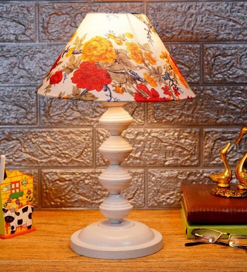 Multicolour Shade Table Lamp With Metal Base By Foziq