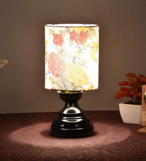 Multicolour Shade Table Lamp With Metal Base By Foziq
