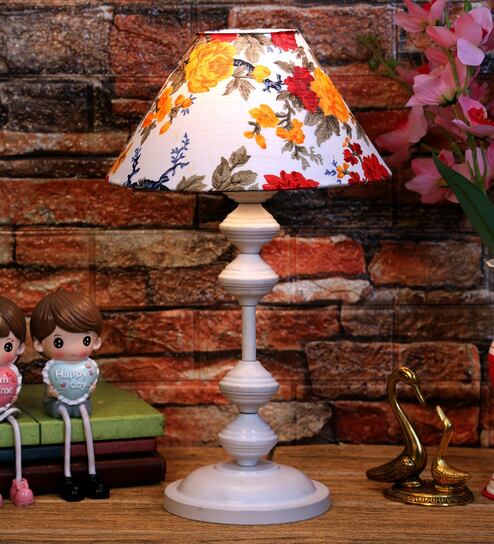 Multicolour Shade Table Lamp With Metal Base By Foziq