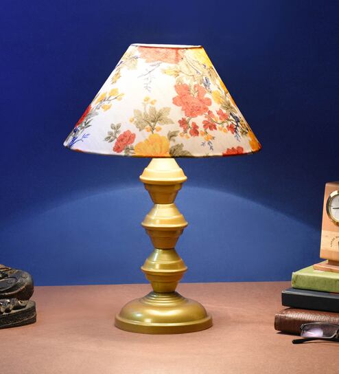 Multicolour Shade Table Lamp With Metal Base By Foziq