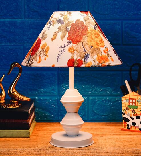 Multicolour Shade Table Lamp With Metal Base By Foziq