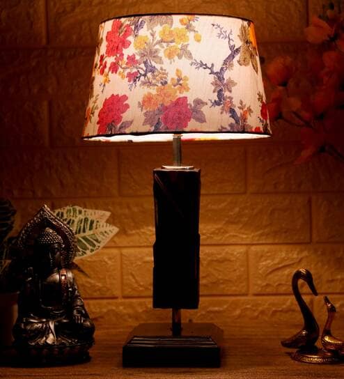 Coventry Multicolour Fabric Shade Night Lamp With Wood Base By BrightDaisy