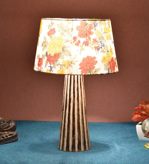 Marsden Multicolour Fabric Shade Night Lamp With Wood Base By BrightDaisy