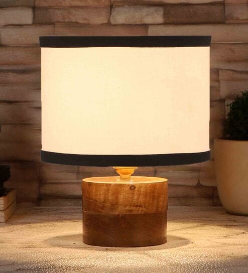 Multicolour Shade Table Lamp With Wood Base By New Era