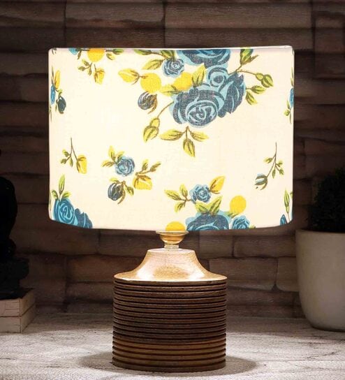 Multicolour Shade Table Lamp With Wood Base By New Era