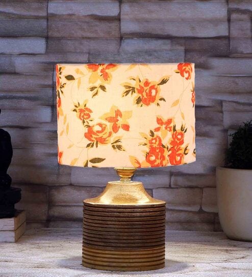 Multicolour Shade Table Lamp With Wood Base By New Era